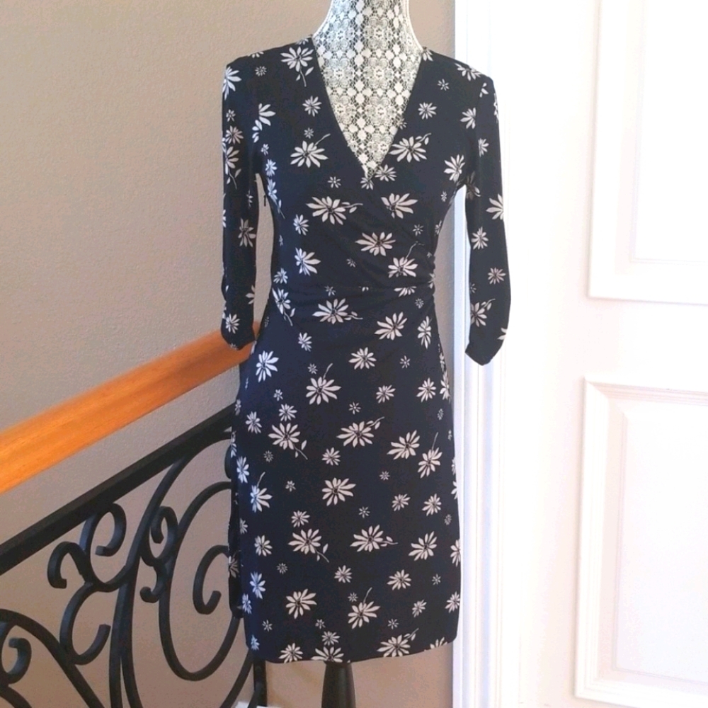 David Warren floral knit dress